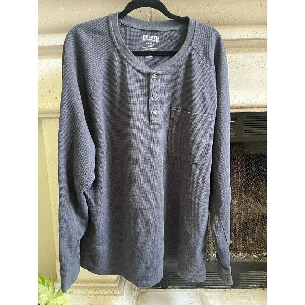 Duluth Trading Co Men's Long Sleeve T-Shirt Size 2XL Blue Gray Cotton Blend